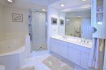 Master Bathroom With Double Sink Vanity, Enclosed Shower & Jet Tub